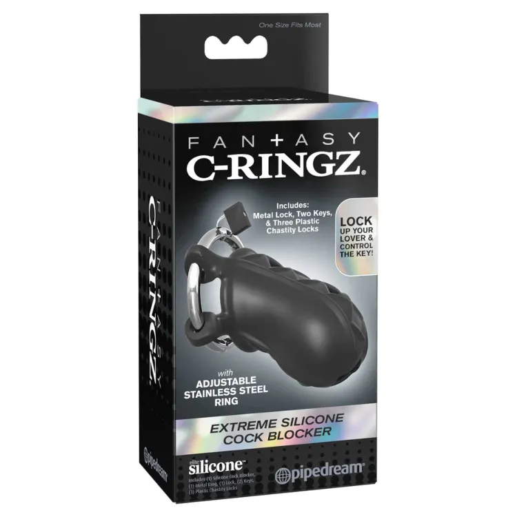 Fantasy C-Ringz Extreme Locking Chastity Cage Black Fantasy C-Ringz Extreme Locking Chastity Cage Black