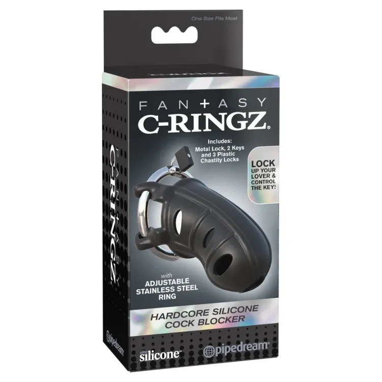 Hardcore Cock Blocker Locking Chastity Cage Black Hardcore Cock Blocker Locking Chastity Cage Black