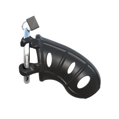 Hardcore Cock Blocker Locking Chastity Cage Black