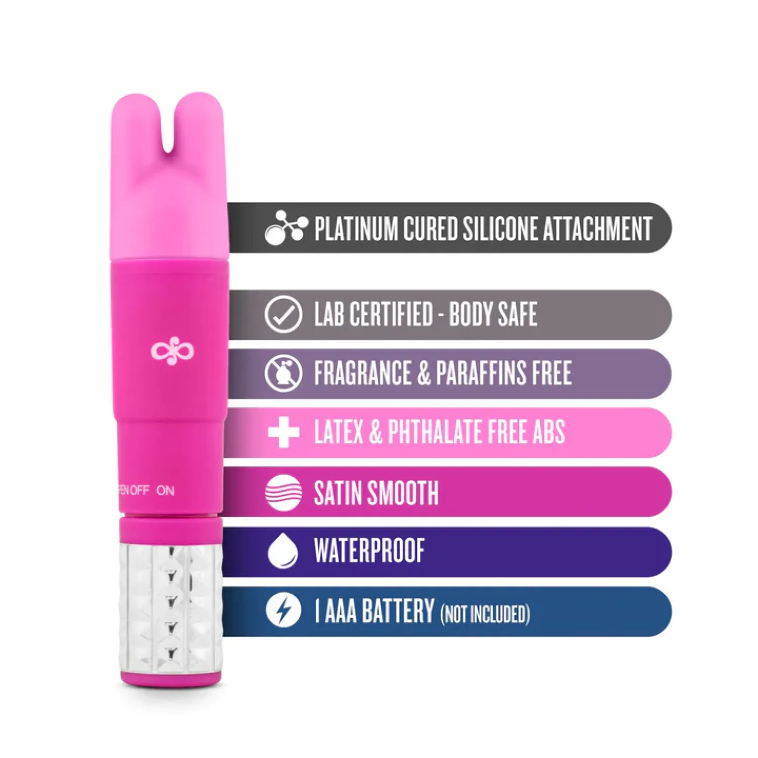 Revitalize Silicone Mini Massager with 3 Attachments