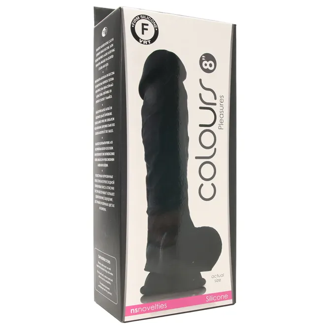8 in. Colours Pleasures Realistic Silicone Dildo Black