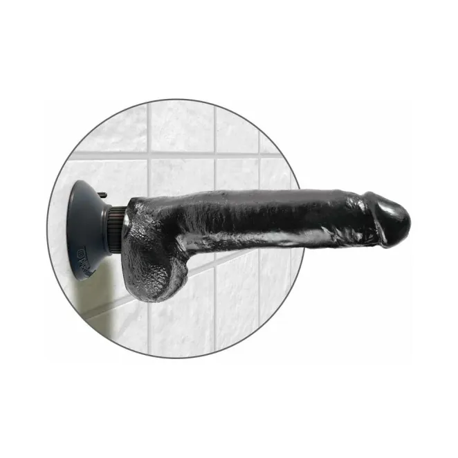 9 Inch King Cock Vibrating Poseable Realistic Dildo with Balls Black