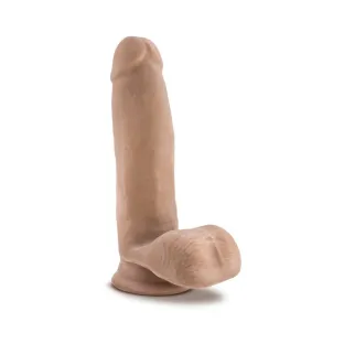 7 in. Posable Dual Density Dildo with Balls Tan