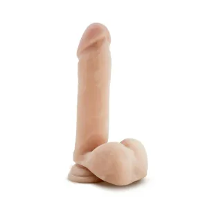 8 in. Posable Dual Density Dildo with Balls Beige