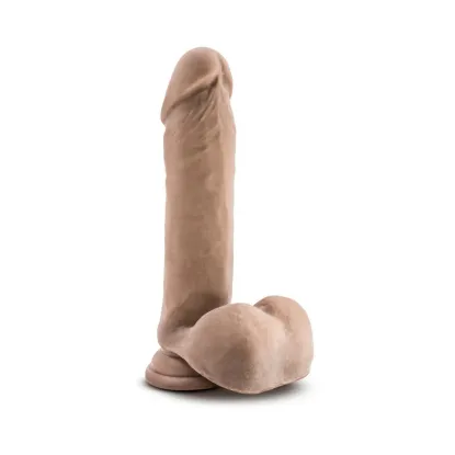 8 Inch Posable Dual Density Dildo with Balls Tan