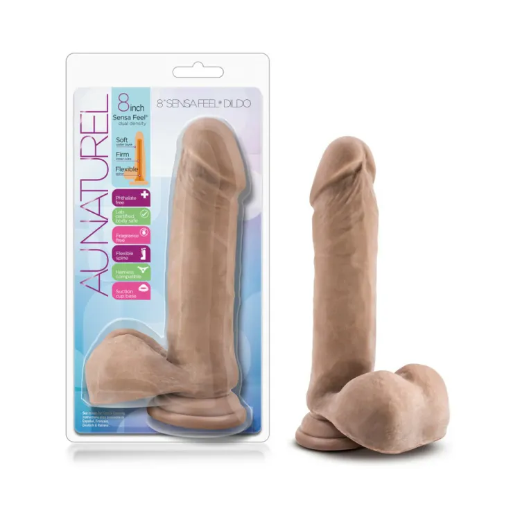 8 in. Posable Dual Density Dildo with Balls Tan