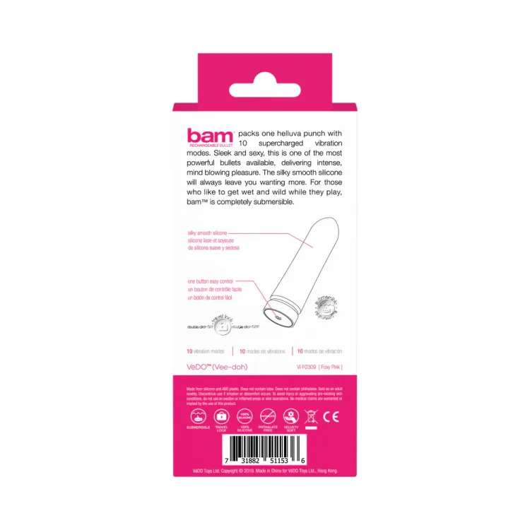 VeDO Bam Bullet Vibrator Pink VeDO Bam Bullet Vibrator Pink