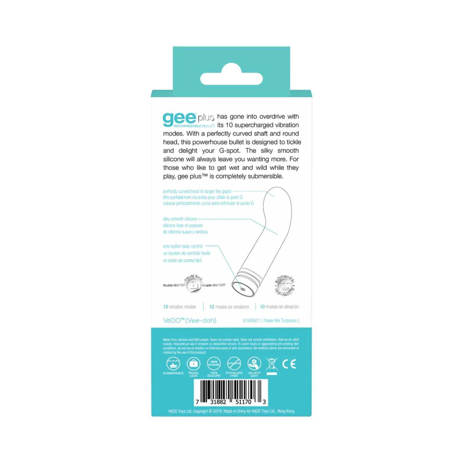 geeplus silicone g spot rechargeable vibrator tease me turquoise