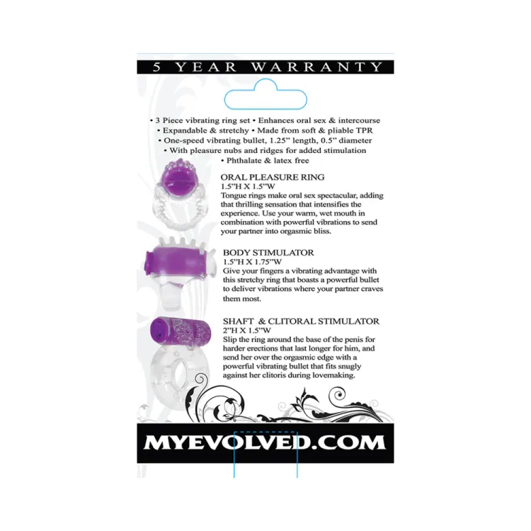 Silicone Vibrating Cock Ring Set 3-Piece Silicone Vibrating Cock Ring Set 3-Piece