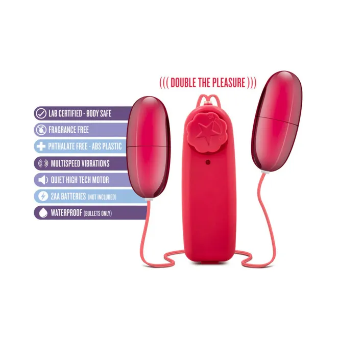 Double Pop Eggs Remote-Controlled Dual Bullet Vibrator Cerise