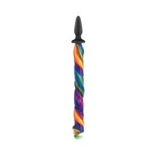 Anal Unicorn Tails Butt Plug Black/Rainbow