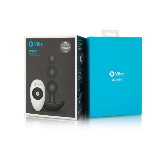 b-Vibe Triplet Remote-Controlled Vibrating Beaded Anal Plug Black