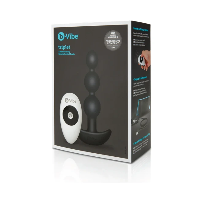 b-Vibe Triplet Remote-Controlled Vibrating Beaded Anal Plug Black