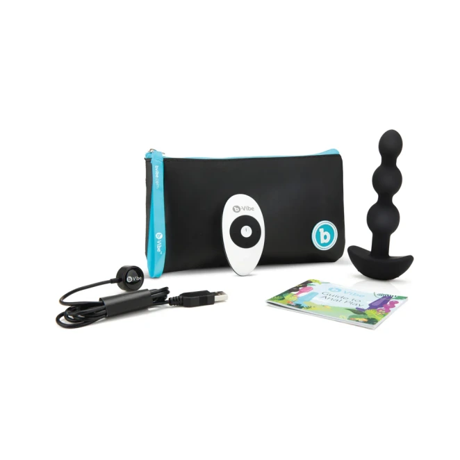b-Vibe Triplet Remote-Controlled Vibrating Beaded Anal Plug Black