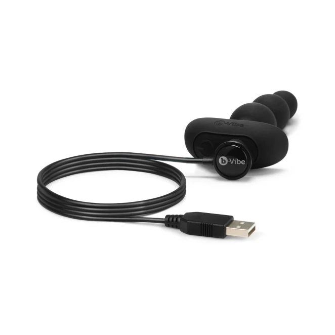 b-Vibe Triplet Remote-Controlled Vibrating Beaded Anal Plug Black
