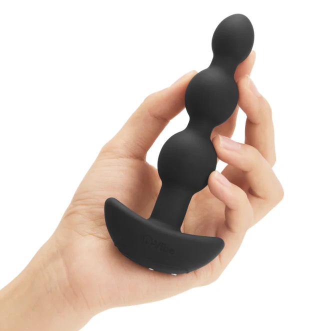 b-Vibe Triplet Remote-Controlled Vibrating Beaded Anal Plug Black