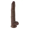 14 Inch King Cock Ultra Realistic Suction Cup Dildo with Balls Brown
