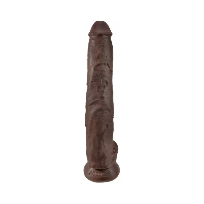 14 Inch King Cock Ultra Realistic Suction Cup Dildo with Balls Brown