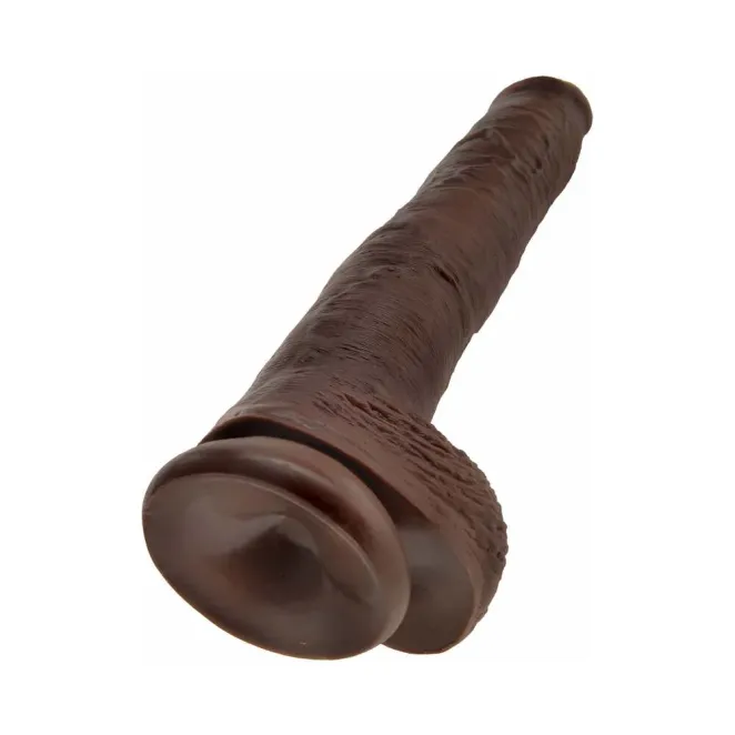 14 Inch King Cock Ultra Realistic Suction Cup Dildo with Balls Brown