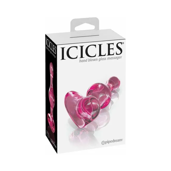 Icicles No. 75 Small Heart Glass Butt Plug 3 Inch
