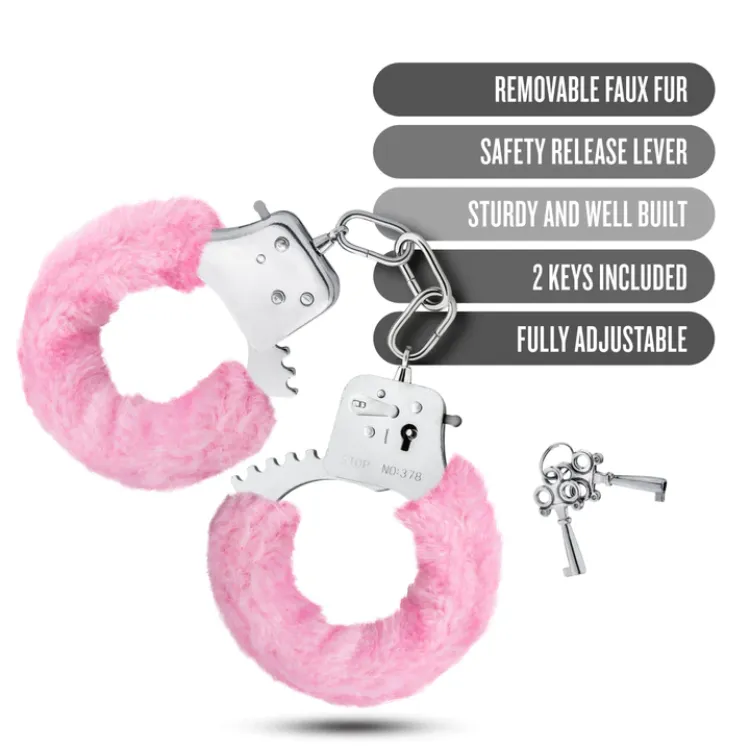 Temptasia Adjustable Faux Fur Handcuffs Pink Temptasia Adjustable Faux Fur Handcuffs Pink