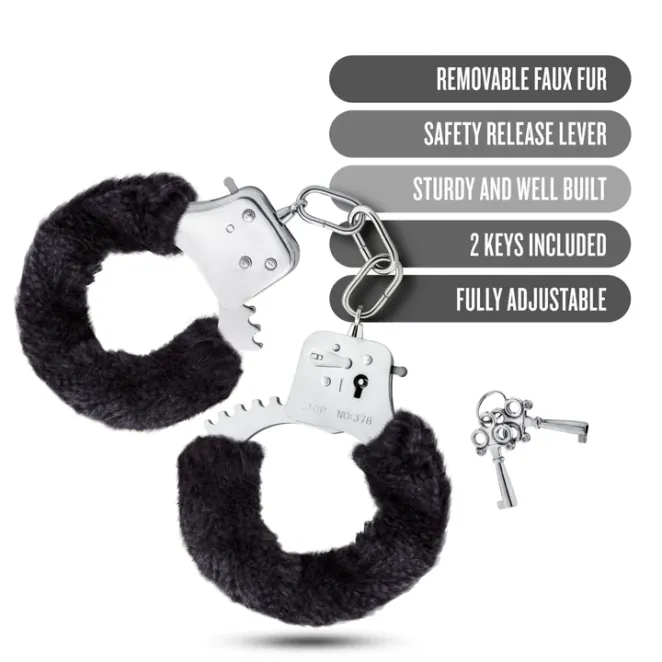 Temptasia Adjustable Faux Fur Handcuffs Black