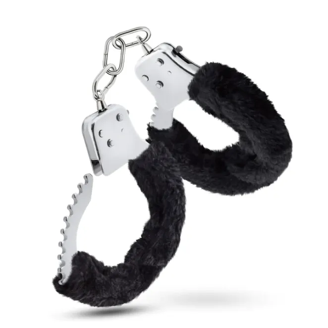 Temptasia Adjustable Faux Fur Handcuffs Black