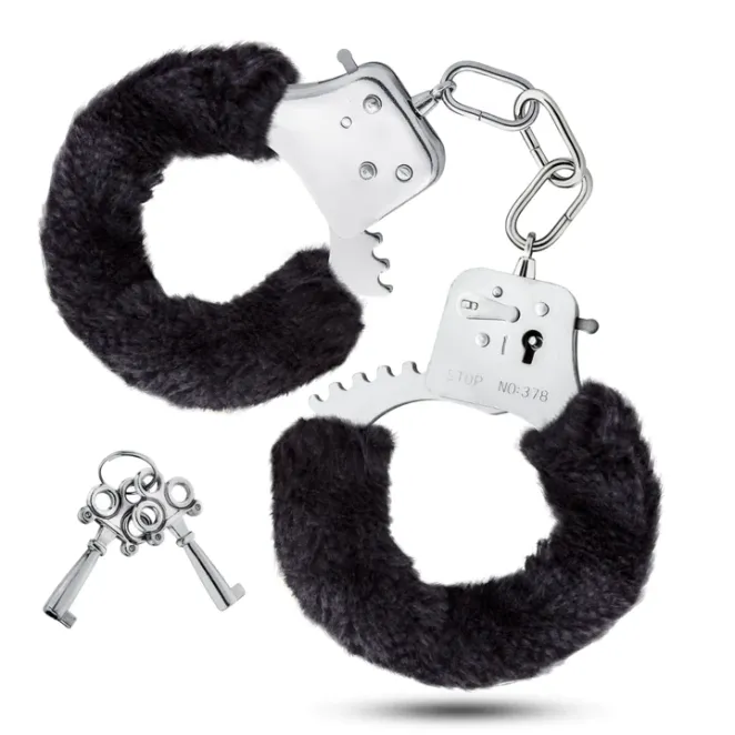 Temptasia Adjustable Faux Fur Handcuffs Black
