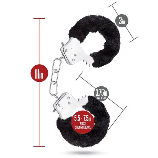 Temptasia Adjustable Faux Fur Handcuffs Black