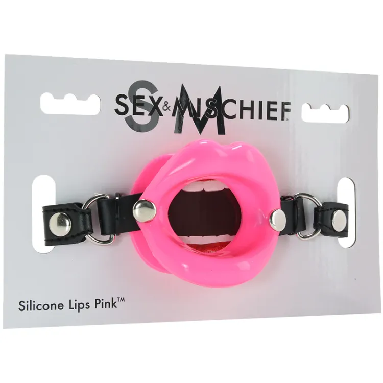 Silicone Lips Adjustable Open-Mouth Gag Pink Silicone Lips Adjustable Open-Mouth Gag Pink