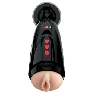 PDX Elite Dirty Talk Vibrating Vagina Stroker with Hands-Free Suction Cup