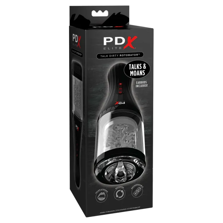 PDX Elite Talk Dirty Rotobator Rotating Vagina Masturbator Clear PDX Elite Talk Dirty Rotobator Rotating Vagina Masturbator Clear