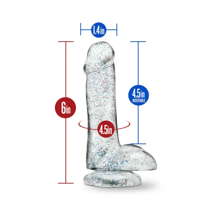6 in. Glitter Cock Realistic Dildo with Balls Clear 6 in. Glitter Cock Realistic Dildo with Balls Clear