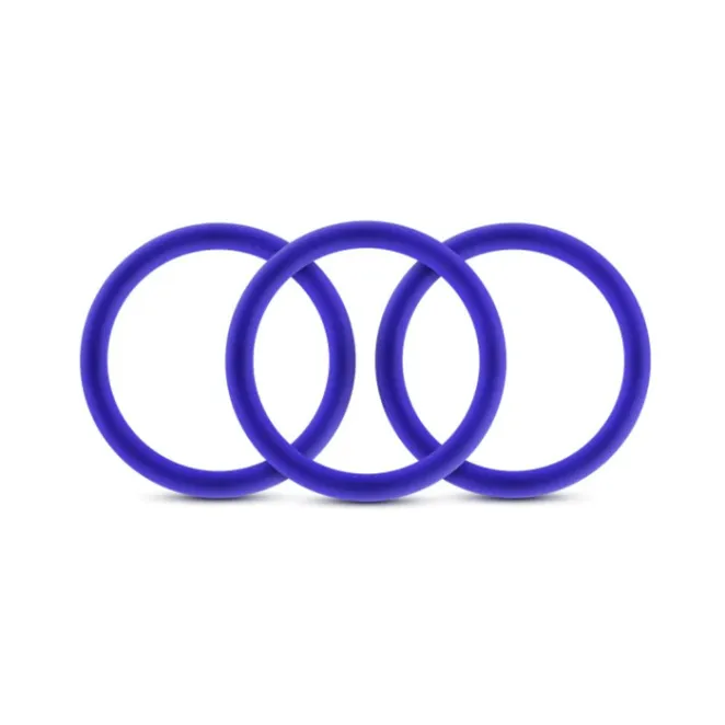 Silicone Cock Ring 3-Pack Medium Indigo