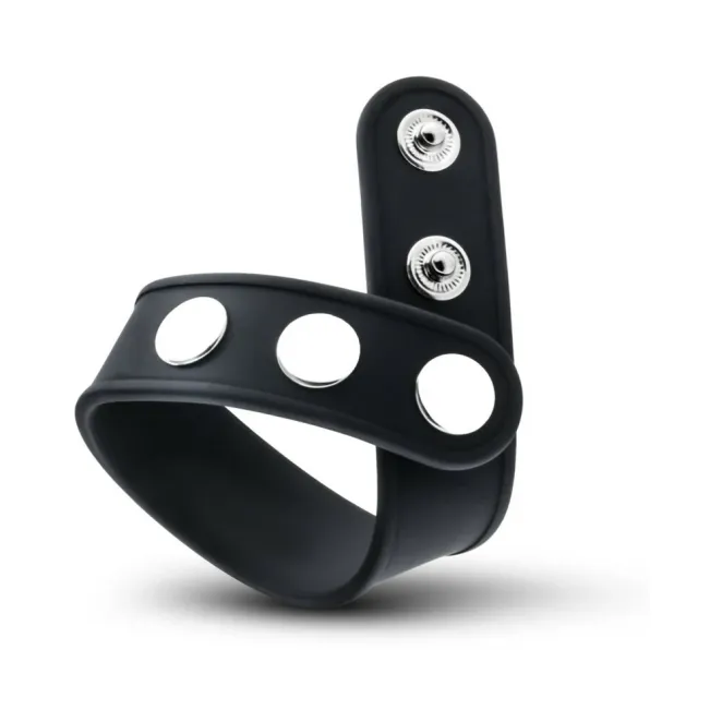 Silicone 3-Snap Cock Strap Black