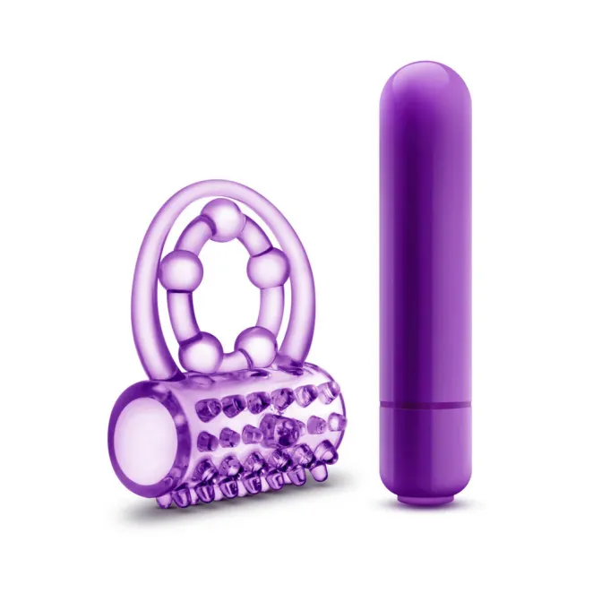 Vibrating Thumping Cock Ring with Ball Strap