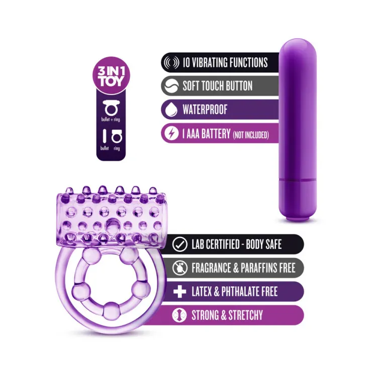 The Player Vibrating Thumping Cock Ring with Ball Strap Vibrating Thumping Cock Ring with Ball Strap