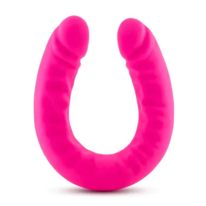 18 in. Realistic Silicone Slim Dual Ended Dildo Hot Pink