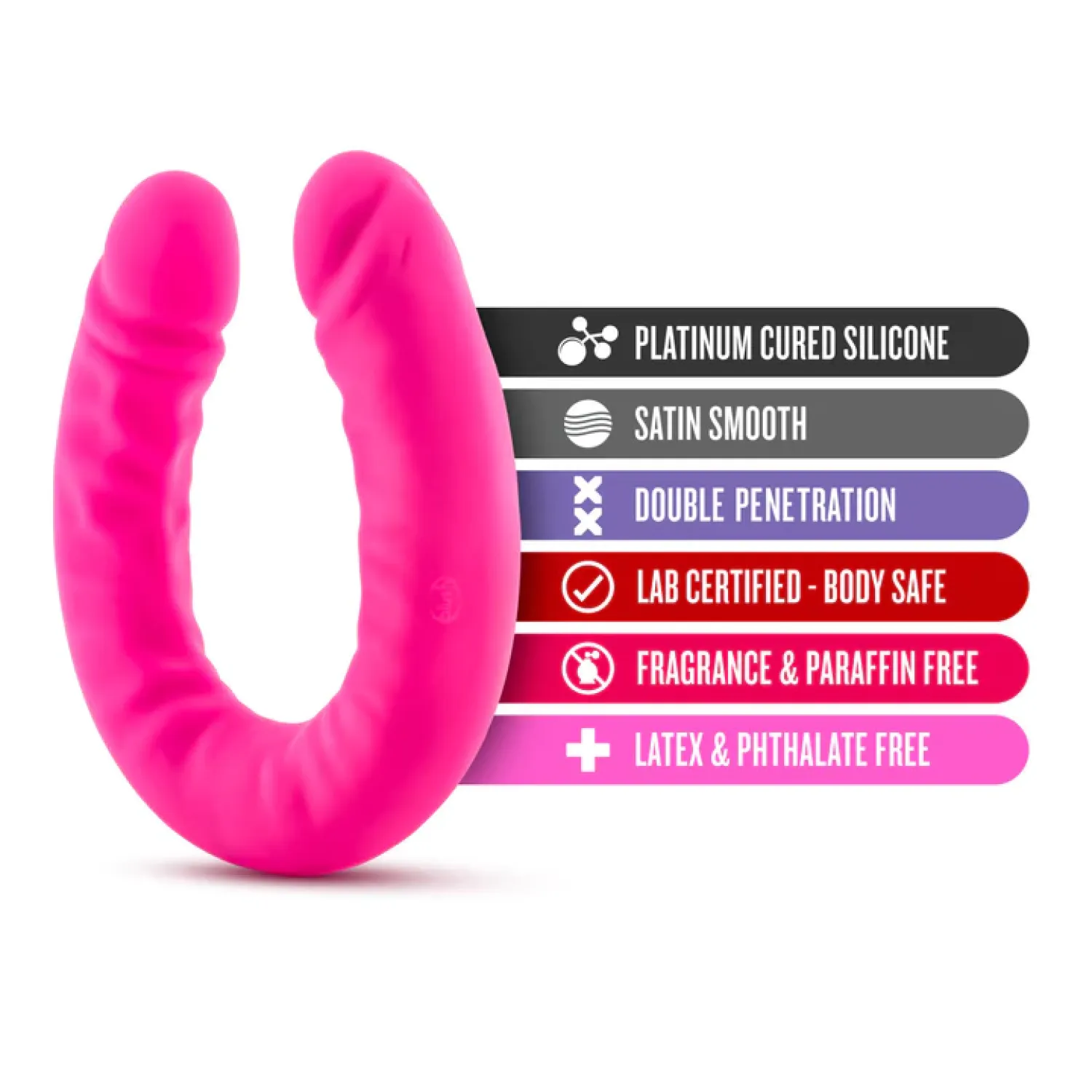 18 in. Realistic Silicone Slim Dual Ended Dildo Hot Pink