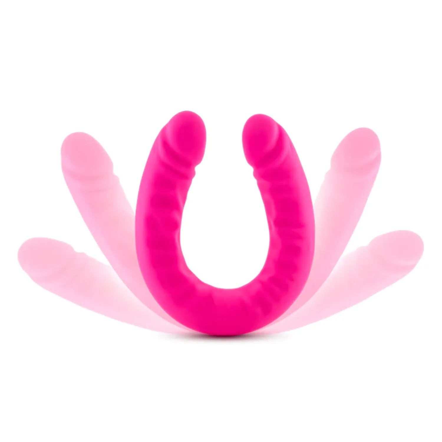 18 in. Realistic Silicone Slim Dual Ended Dildo Hot Pink