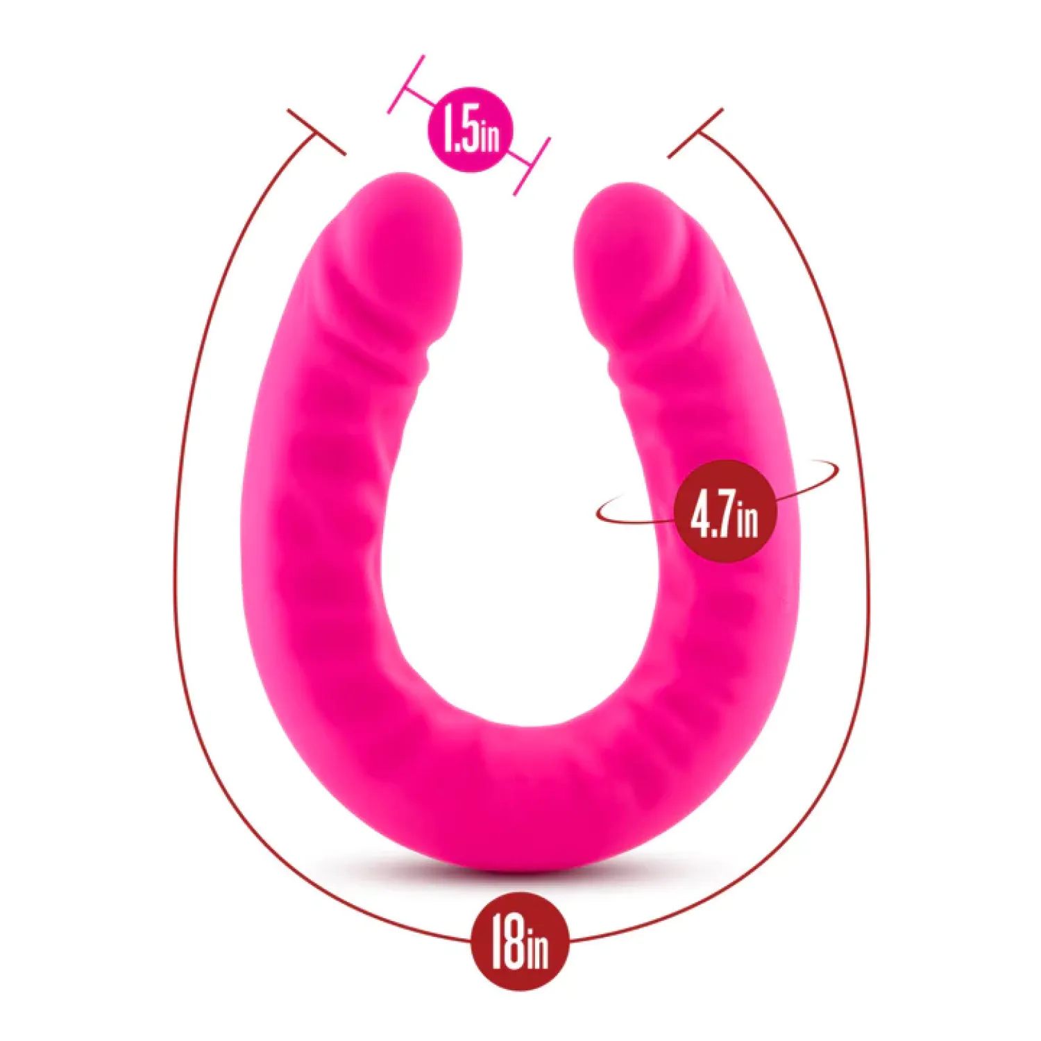 18 in. Realistic Silicone Slim Dual Ended Dildo Hot Pink