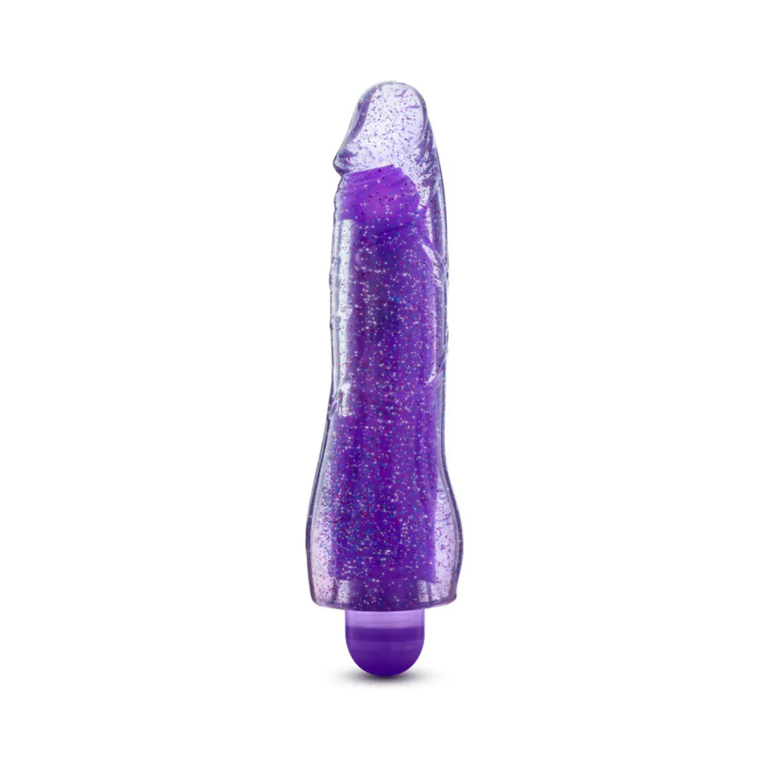 8 in. Color Changing Vibrating Dildo Glitter Purple