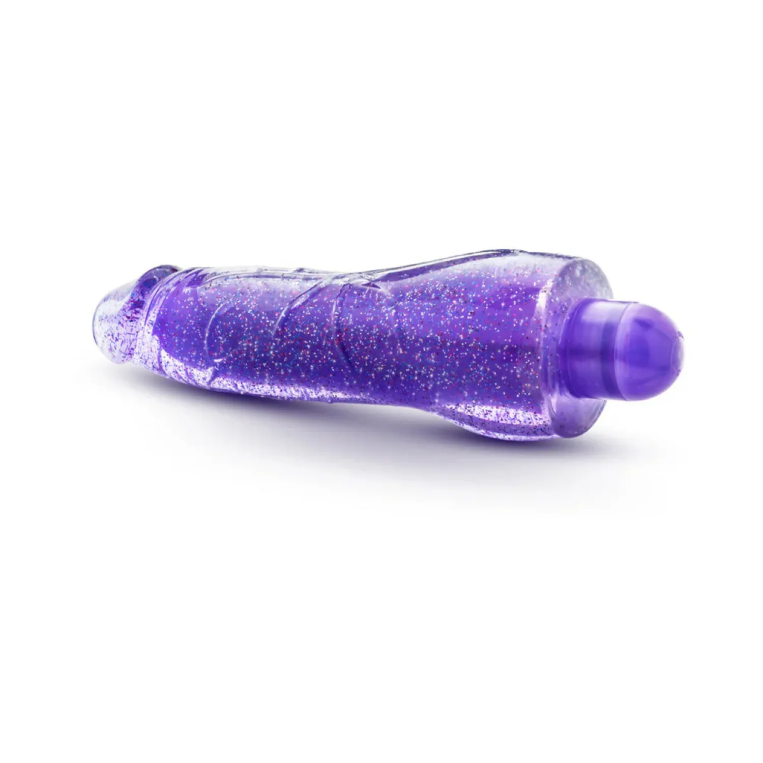 8 in. Color Changing Vibrating Dildo Glitter Purple