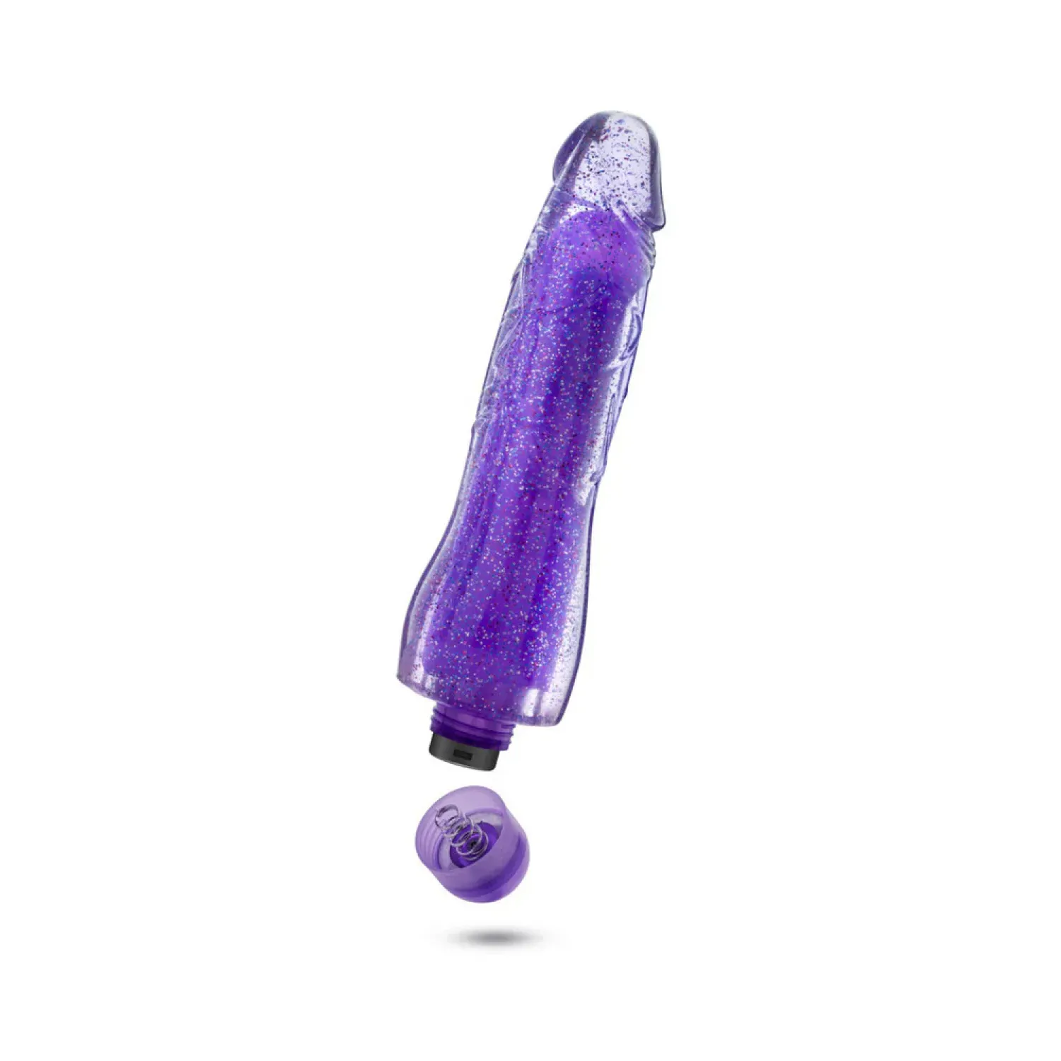 8 in. Color Changing Vibrating Dildo Glitter Purple