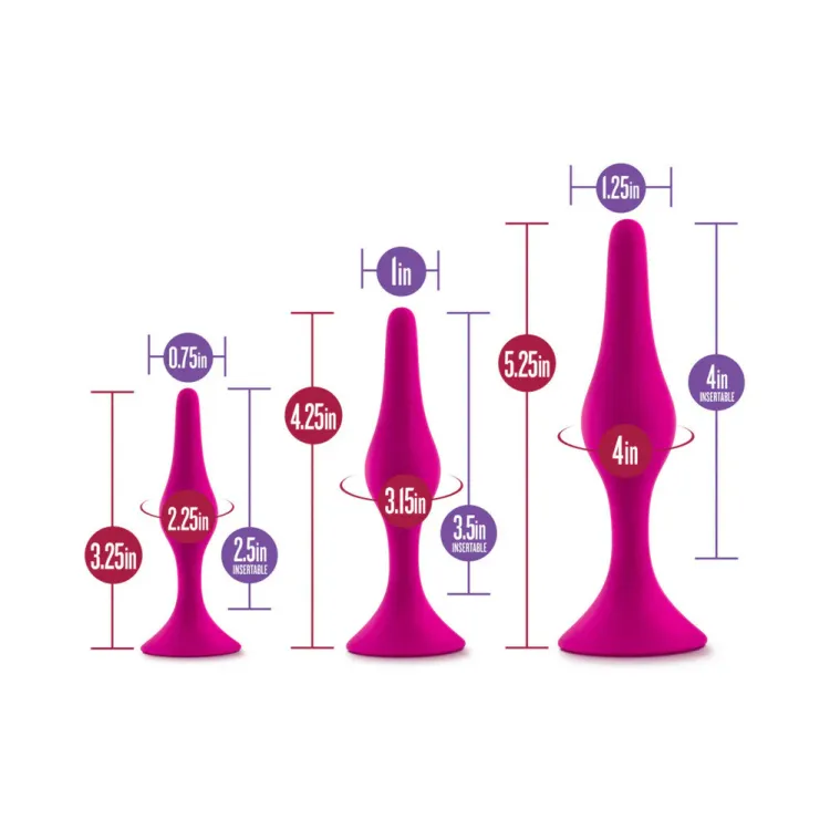 Anal Luxe Beginner Silicone Butt Plug 3-pc Kit Anal Luxe Beginner Silicone Butt Plug 3-pc Kit
