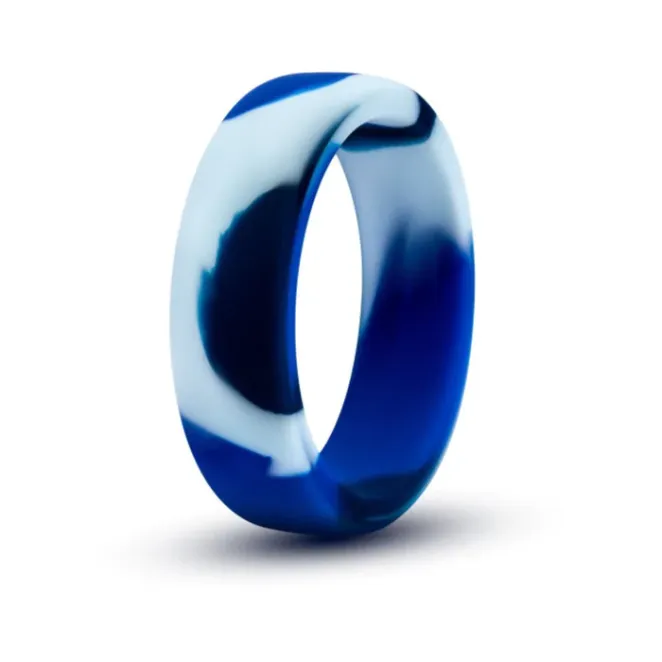 Silicone Cock Ring Blue Camouflage