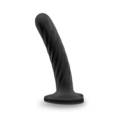5.5 in. Curved Twisted Silicone Dildo Black