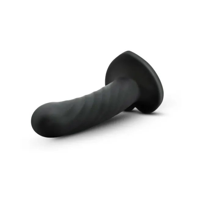 5 Inch Curved Twisted Silicone Dildo Black