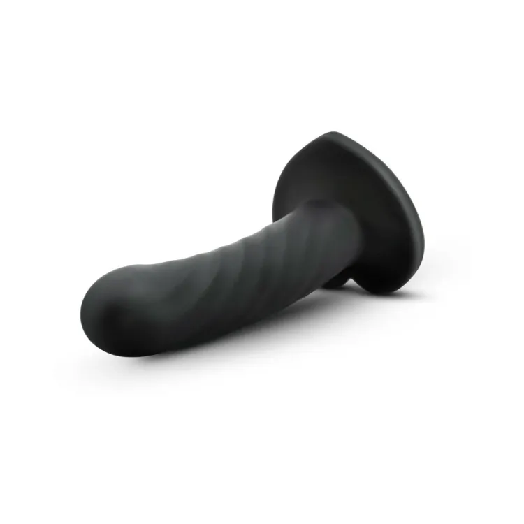 5.5 in. Curved Twisted Silicone Dildo Black