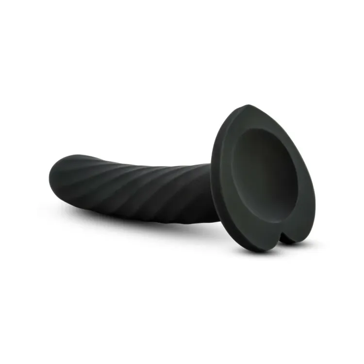 5.5 in. Curved Twisted Silicone Dildo Black